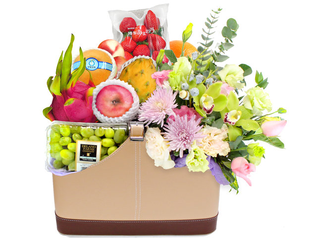 Fruit Basket - Flower Design & Fruit Hamper JS8 - SL102417 Photo